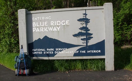 Parkway entrance sign at Rockfish Gap.