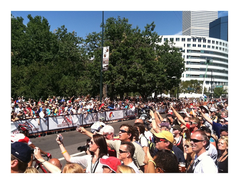 Thousands line the Denver streets for the finish of the 2011 US Pro Challenge. Photo: Cutaway Custom. (cutaway.us)