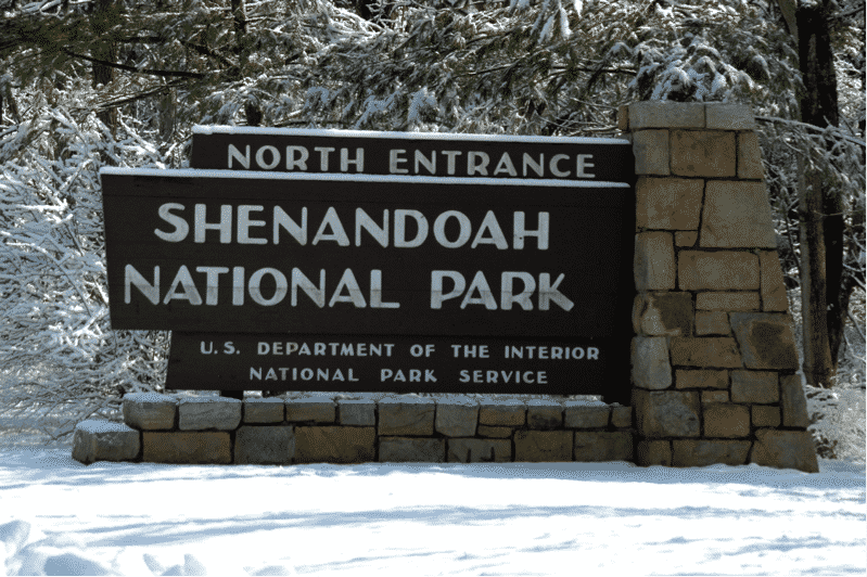 Shenandoah National Park North Entrance Signage